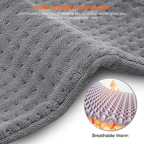 NOWWISH Heating Pad for Back Pain Cramps Relief, XL Moist Heat Electric Heating Pads with Auto Shut Off Large, Gifts for Women, 12 "x 24" Grey 6