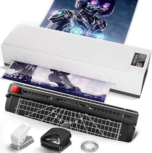 13 Inch Laminating Machine, 9-in-1 A3 Cold & Hot Laminating Machine with Laminating Sheets, Thermal Sensitive Laminator with Rapid Heating Technology, for Home, Office or School Supplies, White