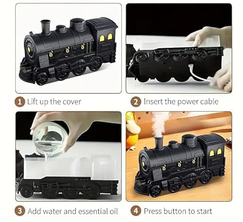 Essential Oil Diffuser, 300ml Train Diffuser, Aromatherapy and Cool Mist for Kids or Enthusiasts, Humidifier with Remote Control 2 Light Colors 2 Mist Mode Auto Shut-Off for Toy Store Home Office 10