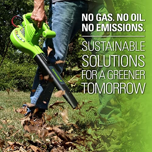 Greenworks 7 Amp 160 MPH/150 CFM Single Speed Electric Blower, 24012, green 12