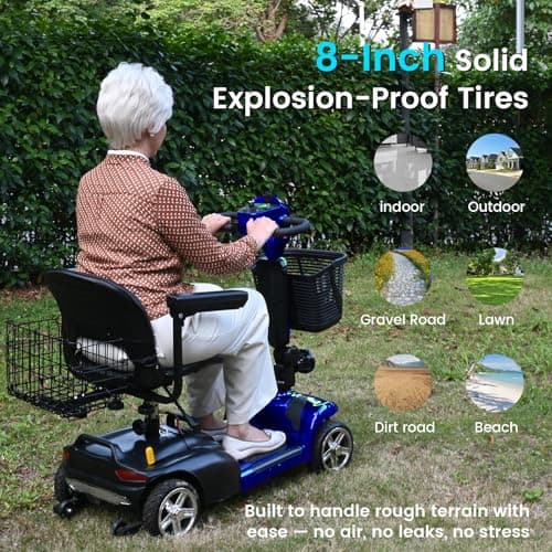 MobiCyc 4 Wheel Mobility Scooters for Seniors - Up to 15 Miles Range,Folding Powered Mobility Scooter Device w/600WH Battery,Only 58 lb Weight, Dual Basket, 300 lb Capacity, Compact 9