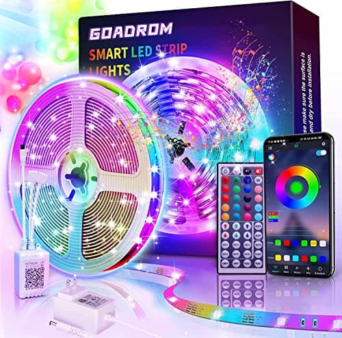 GOADROM LED Strip Lights Waterproof, Ultra Brighter 300LEDs IP65 Color Changing LED Lights for Bedroom,Built-in-Mic,Music Sync LED Light Strips,Phone Smart Controlled(APP+Remote +Mic/16.5ftx1)