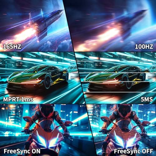 SANSUI 34-Inch Curved Gaming Monitor UWQHD 3440 x 1440 Up to 165Hz Curved 1500R - PIP/PBP, 1ms(MPRT), HDR, 300nits, sRGB 125%, DCI-P3 95%,FreeSync,HDMIx2,DP1.4x2 (DP Cable Included) 5