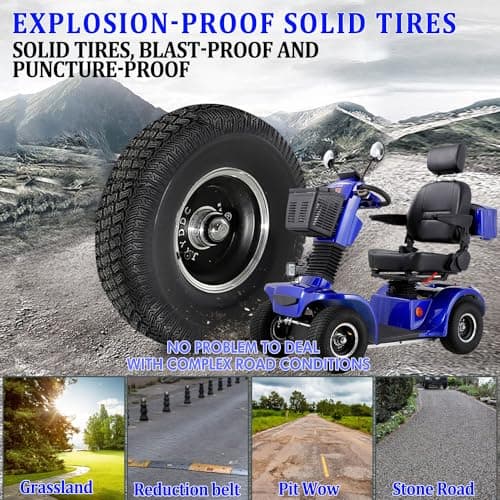 Mobility Scooters for Adults Heavy Duty 4 Wheel Mobility Scooter, Power Wheelchair Unit for Adults and Seniors - 550 lb， Shock Absorption Units/Headrest Height Adjustable 5