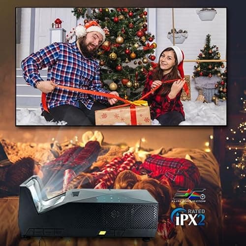 EliteProjector Portable Outdoor Projector for Backyard Movie Beach Picnic Travel Family Party, MosicGO, 1080p, 1500 Lumens, Waterproof, Bluetooth, Compatible with iOS Android PC TV Stick 8