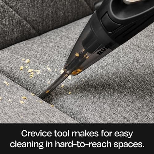BUFF Handheld Vacuum Cordless - Portable and Rechargeable Car Vacuum Cleaner with LED Flashlight, Crevice Tool, Brush, and Storage Case for Home, Office, Car, Pets - Black 6