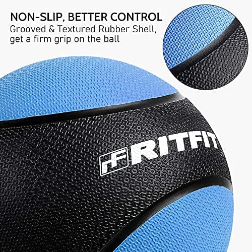 RitFit Weighted Medicine Ball Set - 6LB / 8LB / 10LB / 12LB, Non-Slip Rubber Shell & Dual Texture Grip - Workout Exercise Ball for Core Strength, Balance Training, Coordination Fitness 6