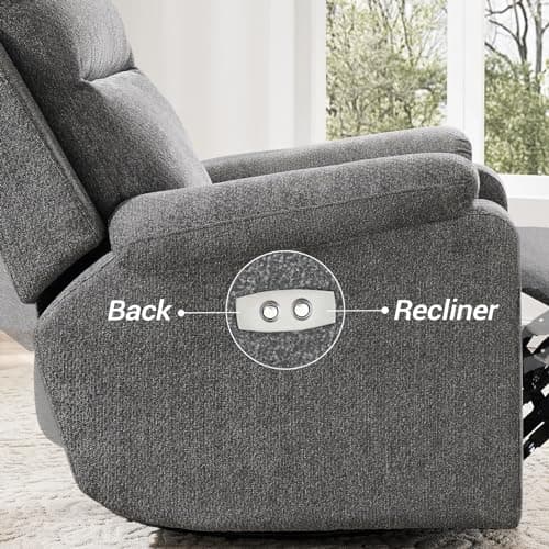 LARMACE Power Swivel Recliner Chair Rocker Glider Overstuffed Rocking Recliner Electric Reclining Sofa Chair for Living Room, Grey 7
