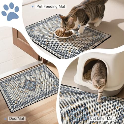 Hedgeink Cat Litter Mat 24"x29.5" Double Layer Waterproof Litter Box Mat Washable Litter Trapping Mat 6