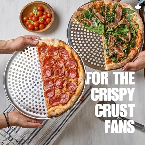 Norjac 12 Inch Pizza Pan with Holes – 2 Pack, Perforated Aluminum Baking Pans for Oven, Heavy-Duty & Rust-Free, Round Tray for Crispy Crust, Ideal for Homemade or Frozen Pizza 5