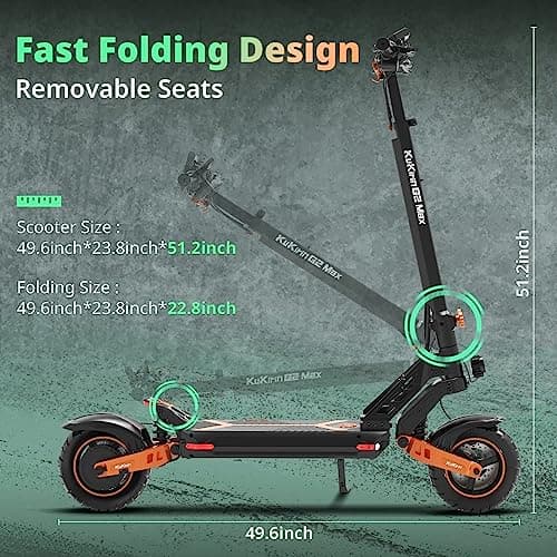 KUKIRIN G2 Max Electric Scooter with Seat, Powerful 1000W Motor, 35 MPH Max Speed, 50 Miles Range, 48V/20Ah Large Capacity Battery, Dual Brake Folding Fast e Scooter for Adult (G2max/1000W/20AH) 7