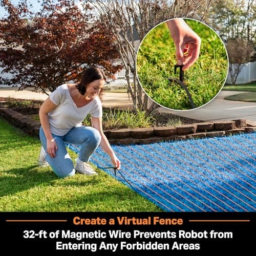 LawnMaster OcuMow™ VBRM601YCM MAX Perimeter Wire Free Robot Lawn Mower Cuts Small Lawns 2000-3500 Square Feet with Optical Navigation, Obstacle Avoidance, Low Noise and No Go Function 5