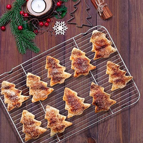 E-far Cookie Sheet with Rack Set, Half Sheet Baking Pan for Oven Cooking, 18”x13” Stainless Steel Rimmed Tray with Wire Cooling Rack for Roasting Broiling Bacon Meat Steak - Dishwasher Safe 7