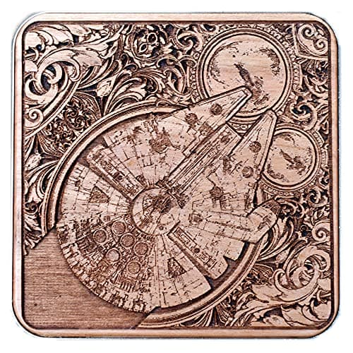 15W Wireless Charger – Sci-Fi Spaceship Design in Cherry Wood | Fast Qi Charging Pad with Black Aluminum Base | for iPhone 16, Galaxy S25, S24 | Galactic Gothic Desk Accessory