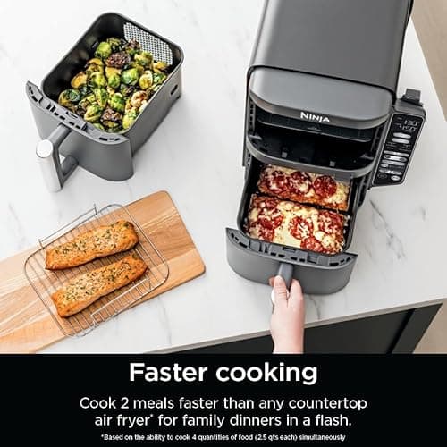 Ninja DoubleStack XL Smart Air Fryer, 2-Basket, 10 QT, 6-in-1, DoubleStack Technology Cooks 4 Foods at Once, Space Saving Design, Air Fry, Broil, Bake SL451 12