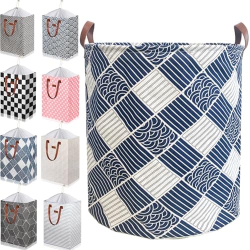 TeLUVHome 80L Waterproof Laundry Hamper in Family Leather Handle Laundry Basket in Dormitory Collapsible Laundry Bag in Nursery (91-Satisfied laundry hampers)