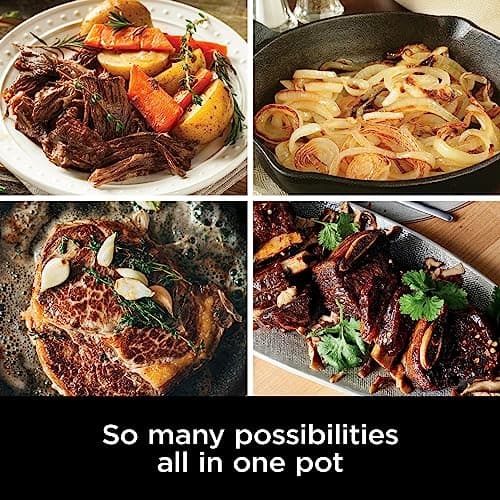 Ninja MC1000 Foodi PossibleCooker 8.5 Quart Multi-Cooker,with 4-in-1 Slow Cooker,Dutch Oven & More,Glass Lid & Integrated Spoon,Nonstick,Oven Safe Pot to 500°F,Cherry Tarte (Renewed) 9