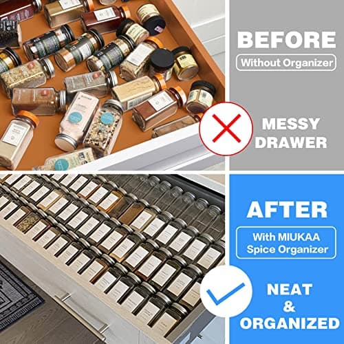 MIUKAA Clear Acrylic Spice Drawer Organizer, 4 Tier- 2 Set Expandable From 13" to 26" Drawer Seasoning Organizer, Kitchen Spice Rack Tray for Drawer/Countertop (Jars not included) 6