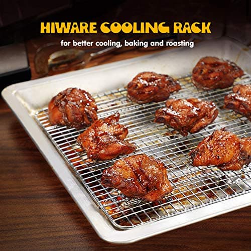 Hiware 2-Pack Cooling Racks for Baking, Stainless Steel Wire Rack Baking Rack Oven Rack Cookie Rack, Oven Safe, Rust-Resistant Rack for Cooking, Baking, Roasting and Grilling - Fit Half Sheet Pan 5