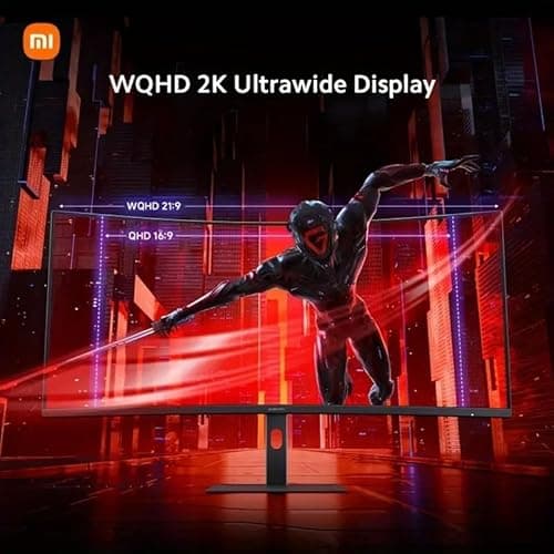 XIAOMI Curved Gaming Monitor 34-inch 180Hz High Reshed Rate 1ms Fast FreeSync Premium Professional Calibration 95% DCI-P3 100% sRGB* Low Blue Light Computer Screen Monitor Desktop Monitor 8