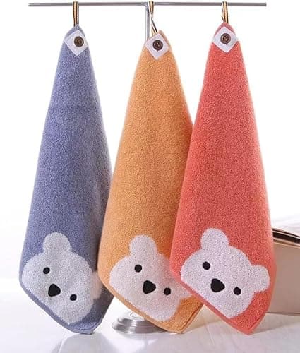 KINGSHORE 3 Piece Premium Bath Towel Set for Kids(Naughty Bear), 1 Bath Towel 1 Hand Towel 1 Washcloth, Quick-Drying, 100% Cotton，Oeko-TEX Certified (Brown) 8
