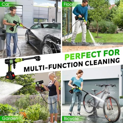 Sinbyuer Cordless Car Pressure Washer, Battery Powered Portable Power Washer | Powerful Handheld Pressure Washer - 600PSI, 6-in1 Nozzle | High Pressure Water Gun for Car, Home Cleaning 8