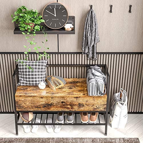 IRONCK Storage Bench, Industrial Shoe Rack Bench with Storage Box, Holds Up to 240 LB Shoe Organizer for Entryway, Bedroom, Closet & Hallway, Entryway Bathroom 7