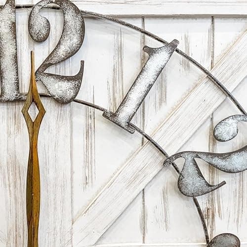 ALBEN Large Farmhouse Wall Clock - 24 inch Square Farmhouse Style Clock Bundled with Decorative Reversible Wooden Sign 6