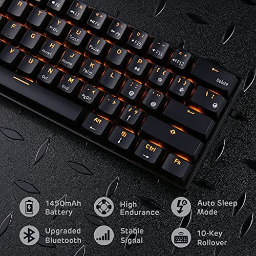 RK ROYAL KLUDGE RK61 Wireless 60% Triple Mode Mechanical Keyboard, 61 Keys Bluetooth Mechanical Keyboard, Compact Gaming Keyboard with Programmable Software (Hot-Swappable Red Switch, Black) 5