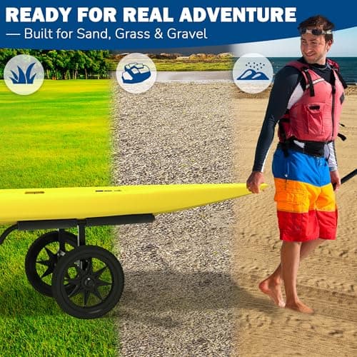 GanFindX Heavy Duty Kayak Cart | Adjustable Foldable Trolley with Durable Wheels, Portable Kayak Transport Cart, Tie-Down Straps Included (Detachable & Heavy-Duty) 6