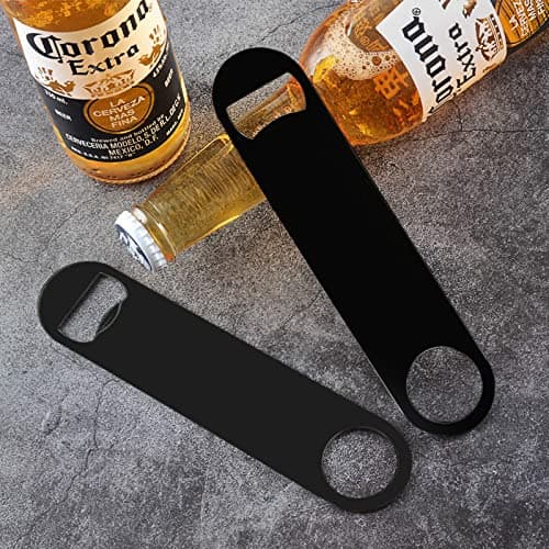 KTOJOY 4 PACK Stainless Steel Flat Bottle Opener, Beer Bottle Opener, 7inch, with Exquisite Packaging, for Kitchen, Bar or Restaurant, Black, 7