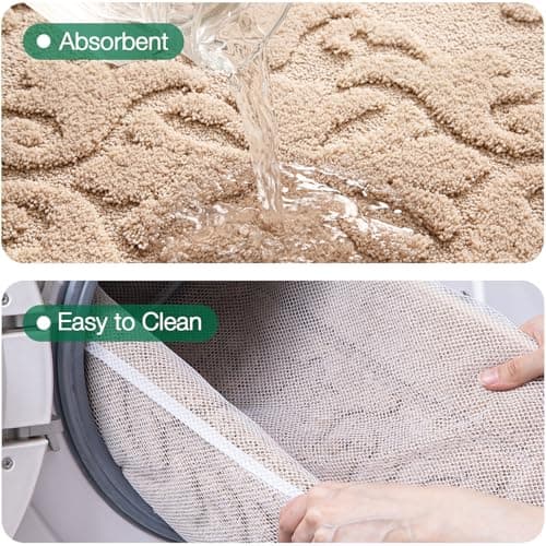 LUMI Ultra Absorbent Bathroom Rug Non Slip Rubber Backing, Machine Washable Bath Mat Soft Premium Microfiber, Elegant Floral Bath Rugs Quick Dry for Bathtub and Shower Floor, Decor, 17x30 6