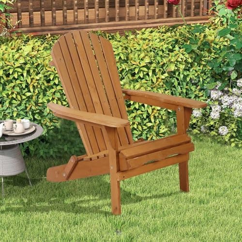 BORGEBY Foldable Adirondack Chairs, All-Weather Lawn & Patio Chairs with Wide Armrests, Solid Wood Outdoor Chairs - 350 Lbs, Natural