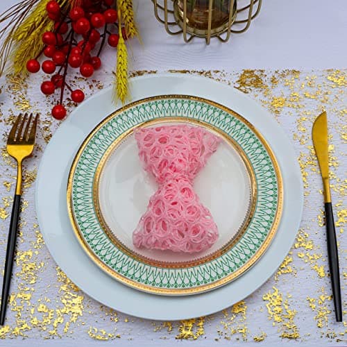 Snowkingdom 2 Pieces Gold Table Runner, Sequin Glitter Foil Metallic Thin Mesh Runner Roll 11"x108", Gold Table Decorations for Event Party, Wedding, Birthday Party, Christmas 6