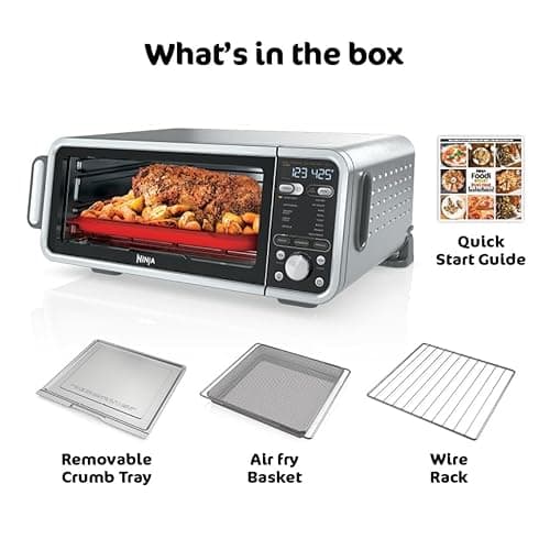 Ninja, Toaster Oven, Air Fryer, Thermometer, Toaster Oven Air Fryer Combo, Stainless Steel, Quick meals, Fries, Frozen Food, Air Fry, Dehydrate, Reheat, 13-in-1,Less Oil, Flip Away Oven, Foodi, SP351 10
