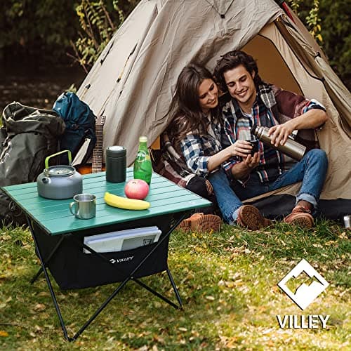 VILLEY Portable Camping Side Table, Ultralight Aluminum Folding Beach Table with Carry Bag for Outdoor Cooking, Picnic, Camp, Boat, Travel 7