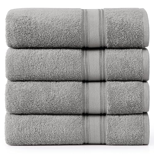 Lane Linen 100% Cotton Bath Sheets Set of 4 (35"x66") - Zero Twist Cotton Extra Large Bath Towels Sets - Quick Dry, Soft & Absorbent Oversized Grey Towels Set - Pre Shrunk, Fade Resistant - Space Grey