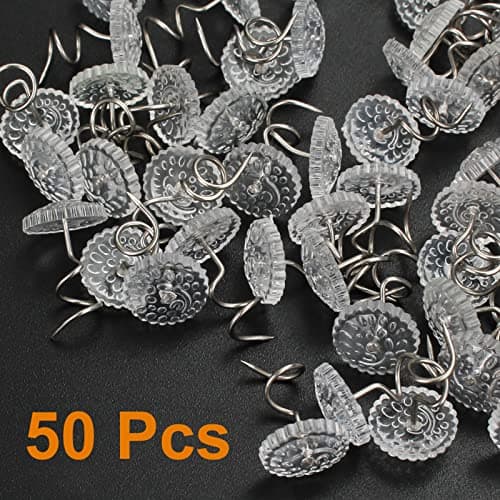 CANWUPON 50 Pcs Bed Skirt Pins, Twist Pins Upholstery Tacks, Clear Heads for Slipcovers and Bedskirts, Furniture, 0.5 Inches 7