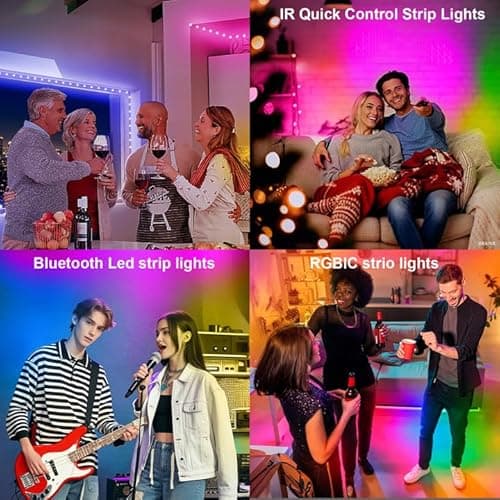 VOLIVO 100ft Led Strip Lights for Bedroom, Color Changing Led Light Strips Kit with Bluetooth App Control and IR Remote, RGB Music Sync Lighting for Room, Home Decor 6