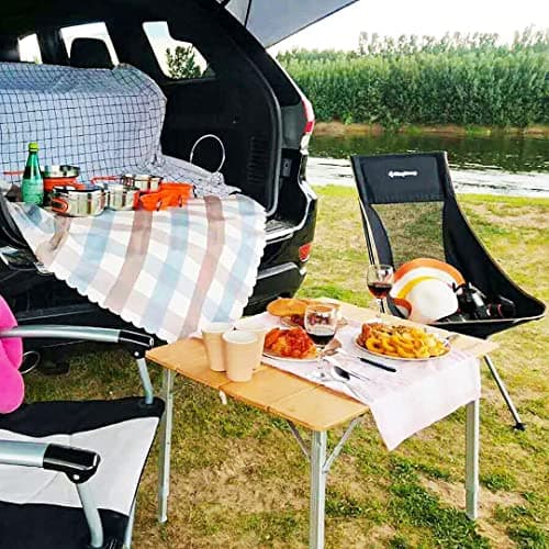 KingCamp Bamboo Folding Table Environmental Camping Table with Adjustable Height Aluminum Legs Heavy Duty 4-Folds Portable Camp Tables for Travel, Picnic, Party, Beach, 1-2 People 2