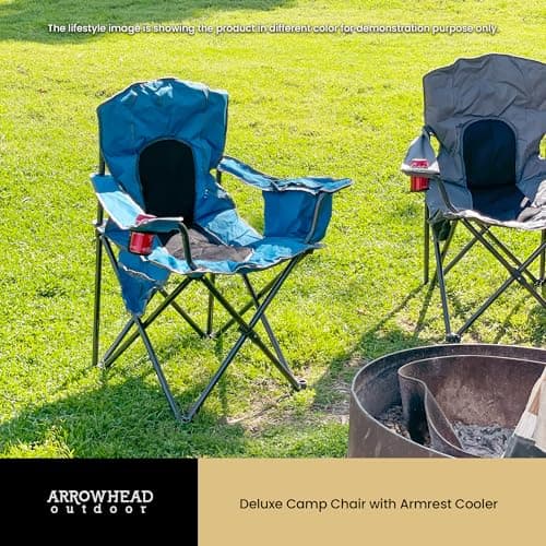 ARROWHEAD OUTDOOR Portable Folding Camping Quad Chair w/ 4-Can Cooler, Cup-Holder, Heavy-Duty Carrying Bag, Padded Armrests, Supports up to 330lbs 7