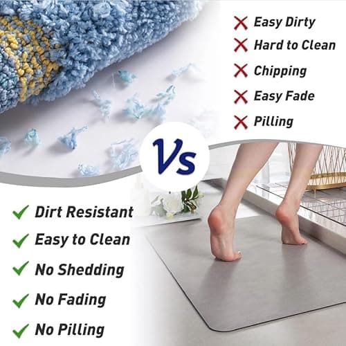 MontVoo -Bath Mat-Rubber Backing Non SlipThin Bathroom Rugs Fit Under Door- Quick Dry Absorbent Faux Suede Surface Grey Bathroom Floor Mats-Shower Rug for in Front of Bathtub Shower Gray 16x24 8