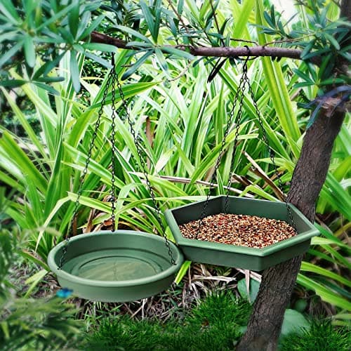 Hanging Bird Bath，2 in 1 XL Hanging Bird Feeder & Birds Bath for Outside, Birds Water Feeder,Tray for Outdoors Garden Patio Decoration 6