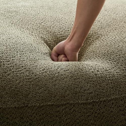 YOPENG 135.4" Oversized Curved Sofa Luxury Couch for Living Room, Modern Couch Modular, Comfy Green Sofa, Upholstered Boucle Minimalist Sofa for Apartment Home Offce, Right Facing 6