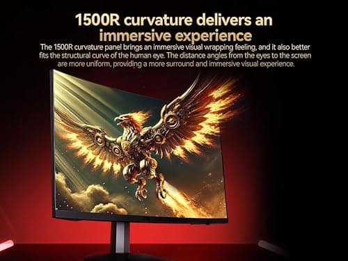 GTek 27 Inch Curved 280Hz 240Hz Gaming Monitor FHD 1080P, 1500R Curve Computer Monitor, 1920 x 1080P, VA 1ms MPRT,FreeSync, DisplayPort/HDMI, for Gaming, Streaming & Home Office 5