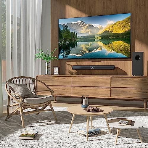 Saiyin Sound Bar for Smart TV with 5.25 Inch Subwoofer, 100W 24 Inch Soundbar for TV, TV Soundbar with Optical, ARC, AUX and Bluetooth 5.3 Inputs, Detachable Surround Sound System for TV 5