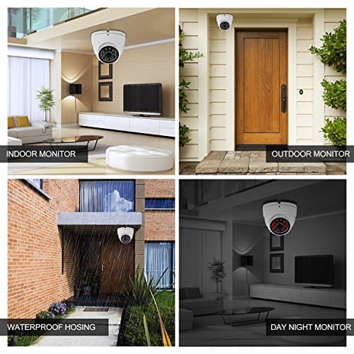 Analog CCTV Camera HD 1080P 4-in-1 (TVI/AHD/CVI/960H Analog) Security Dome Camera Outdoor Metal Housing, 24 IR-LEDs True Day & Night Monitoring 3.6mm Lens (White) 6
