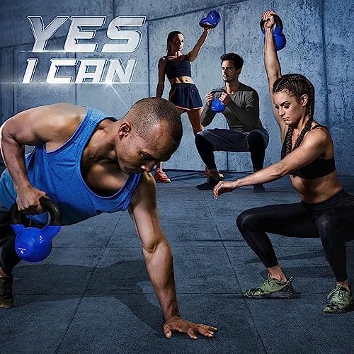 Yes4All Kettlebell, 5-100 LB Vinyl Coated Cast Iron Strength Training Kettlebells for Home Gym Exercises, Fitness, Full Body Workout Equipment, Push Ups, and Grip Strength 7