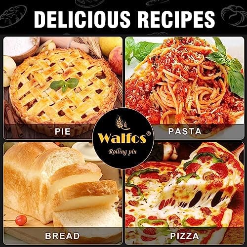 Walfos Marble Rolling Pin With Wooden Handles & Wood Cradle, 16.5 Inch Marble Rolling Pins For Making Pizza Dough And Tortillas, Dough Roller For Pie Crust, Cookie, Pasta (Gray & White) 6