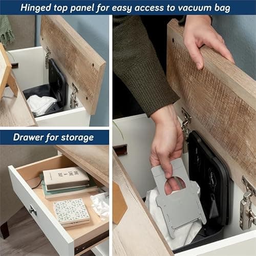 Sauder Homeplus Robot Vacuum Storage Side Table End Table Cabinet for Living Room, Bedroom, in Soft White 10